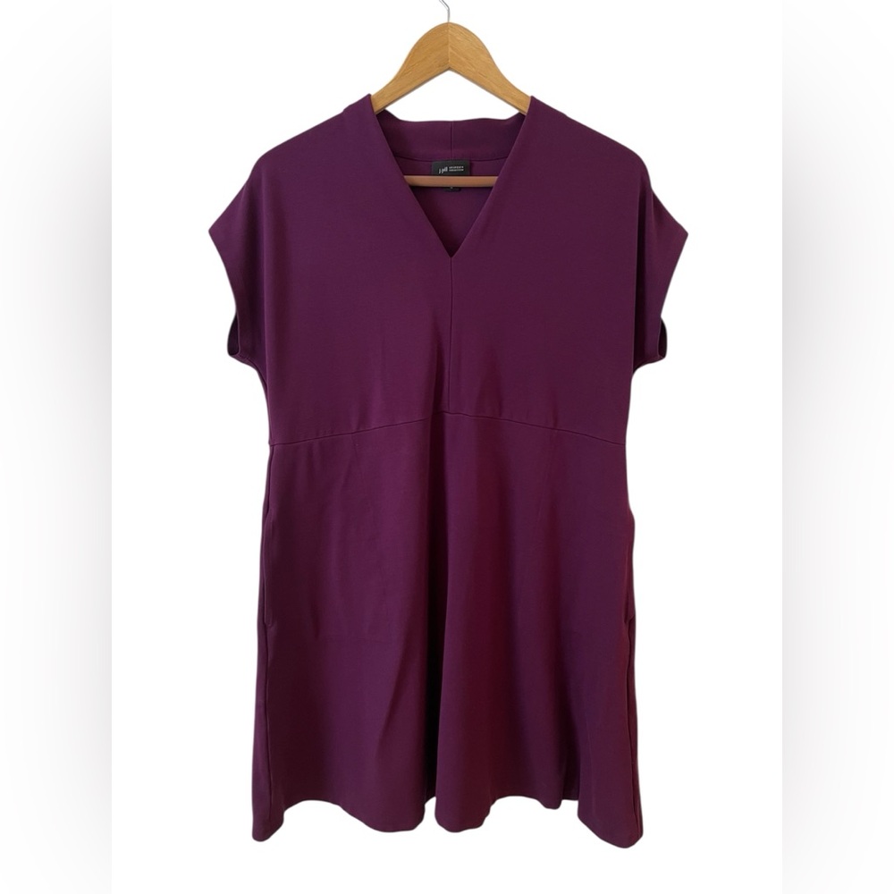J. Jill Claret Plum Purple Fall Trend Color Short Sleeved A-Line Dress Sz:M